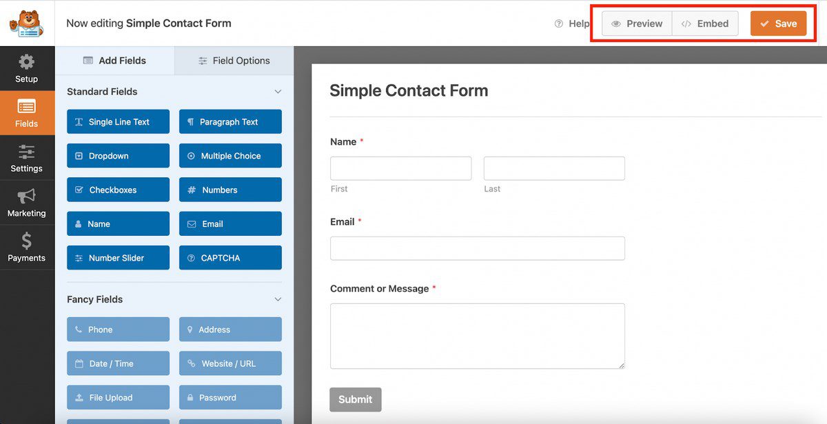 Créer un formulaire de contact simple avec WPForms