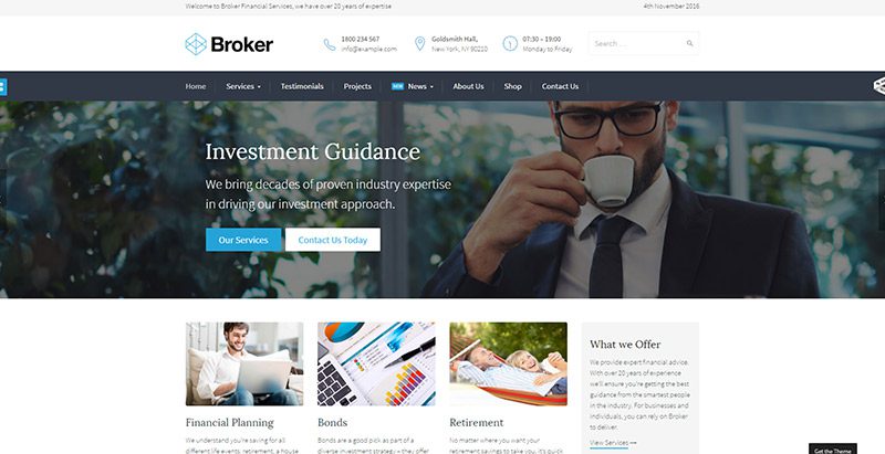 broker - meilleurs thèmes WordPress d'assurance