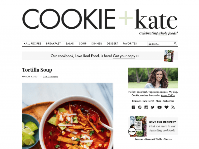 page du blog de Cookie et Kate