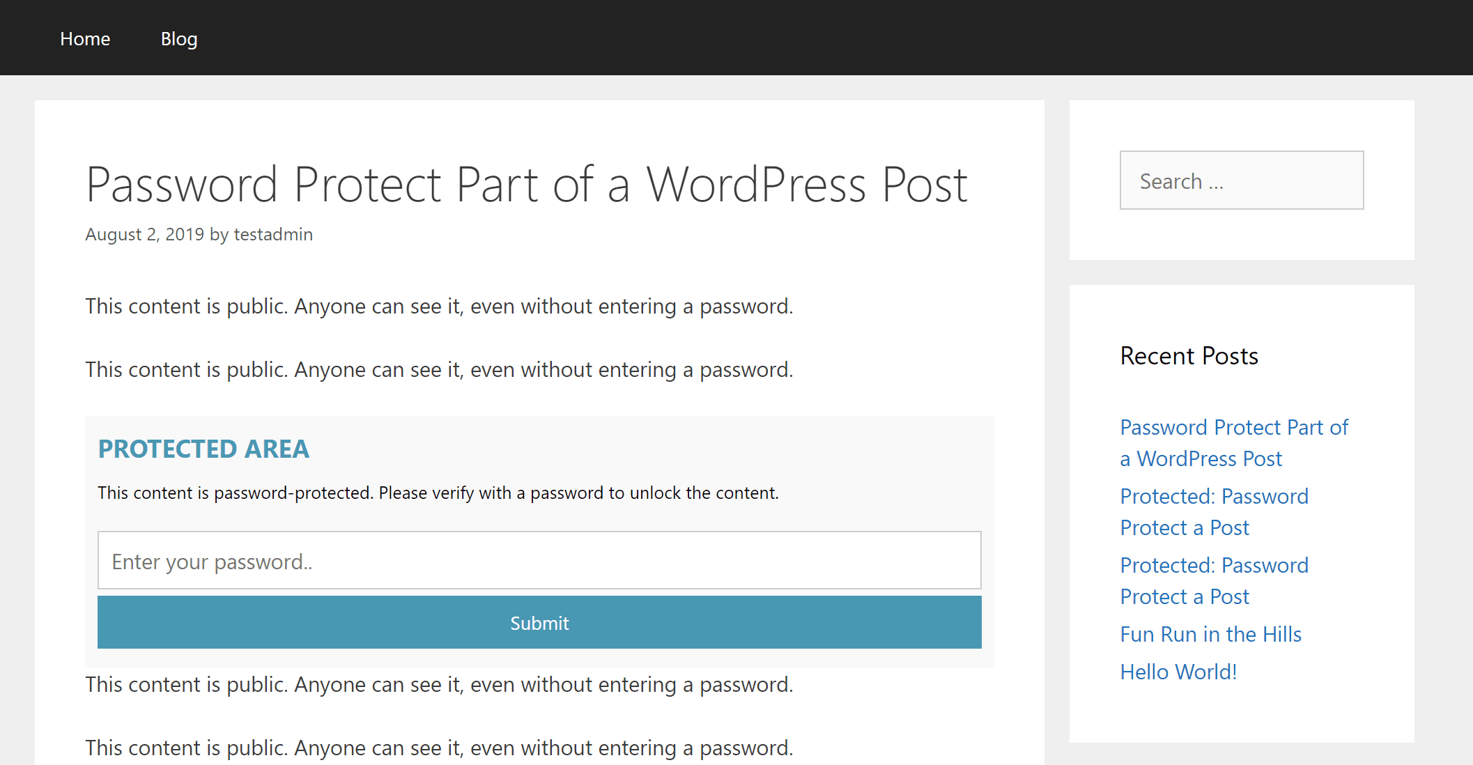 Le formulaire de connexion Passster - protéger un site web avec un mot de passe