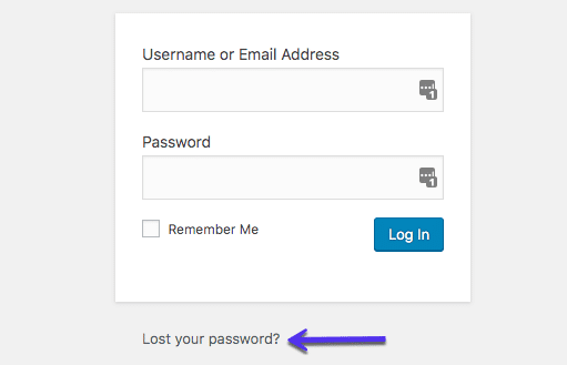 Option « Mot de passe oublié » - URL de connexion