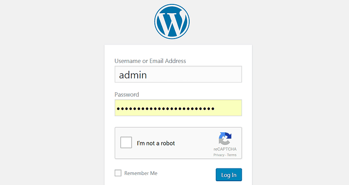 La page de connexion WordPress.