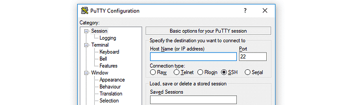 Utilisation de Putty pour se connecter à un serveur distant.