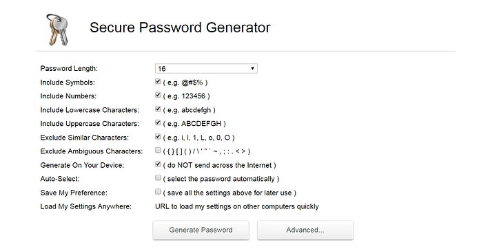 Un générateur de mot de passe sécurisé.