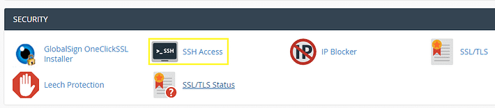 Utilisation de cPanel pour configurer l’accès SSH à votre serveur.