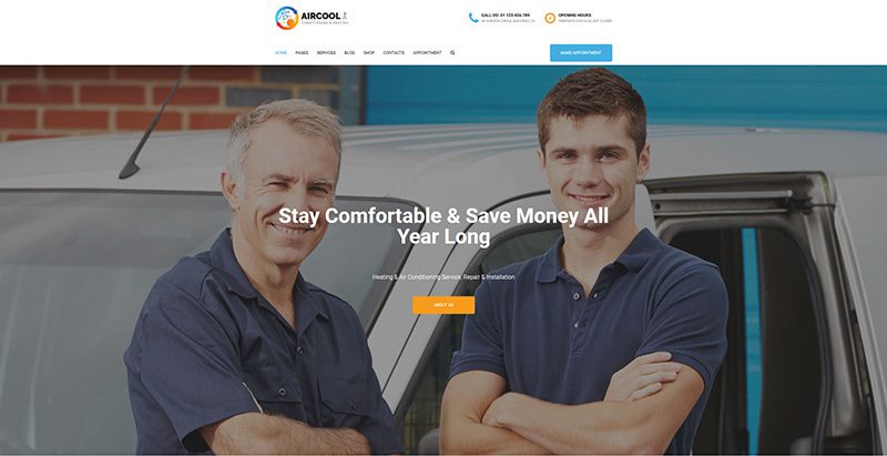 Aircool themes wordpress creer site web entreprise construction architecture