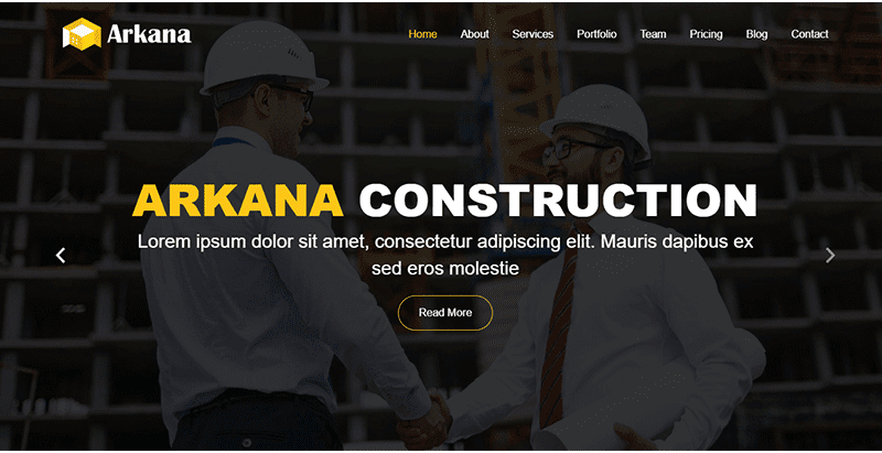 Arkana construction wordpress theme