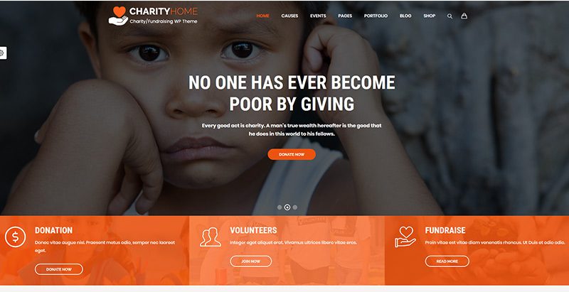 Charity home themes wordpress creer site internet charite humanitaire