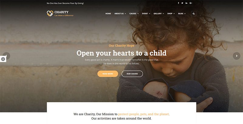 Charity themes wordpress creer site internet charite son humanitaire