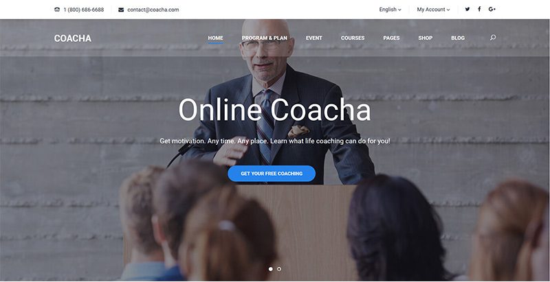 Coacha themes wordpress creer site internet coach coaching