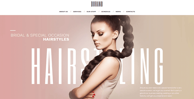 Durand themes wordpress site web coiffeur