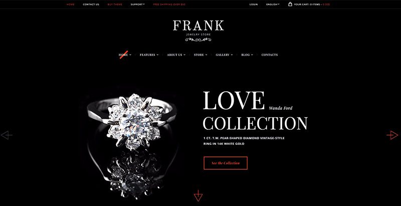Frank jewelry meilleurs thèmes WordPress pour créer le site web d'une bijouterie