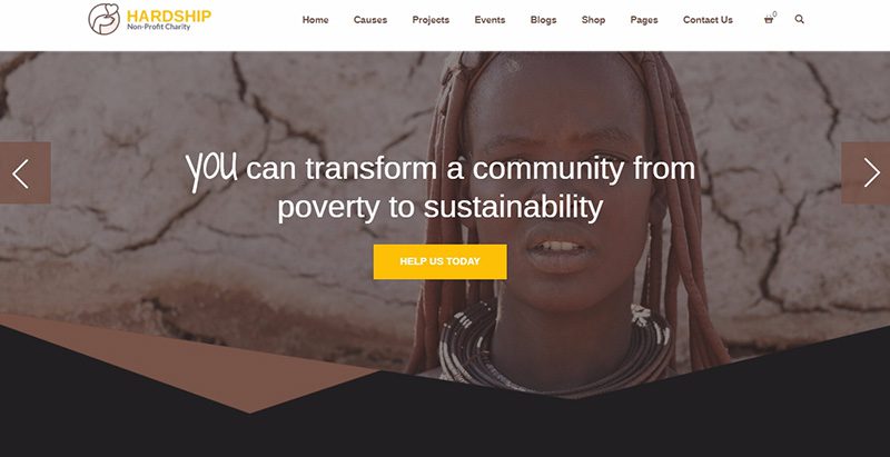 Hardship themes wordpress creer site internet organisation humanitaire ong mecene