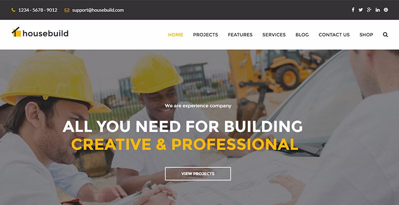 Housebuild themes wordpress creer site web entreprise construction architecte