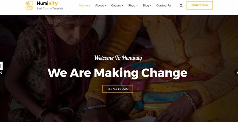 Huminity themes wordpress creer site internet organisation humanitaire ong mecene