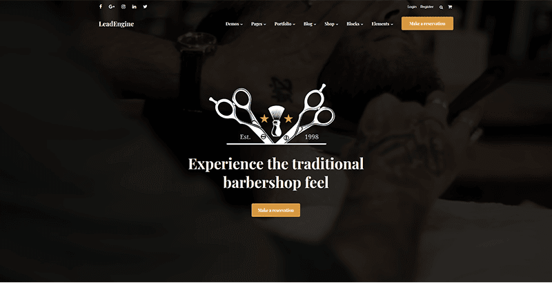 Leadengine themes wordpress creer site web salon coiffure barber hairbarber