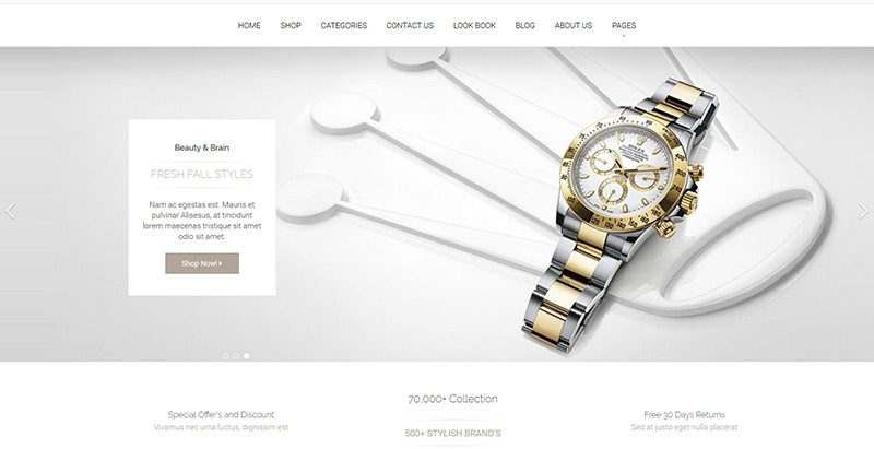 Luxury themes wordpress creer site web vente bijoux bracelets montres