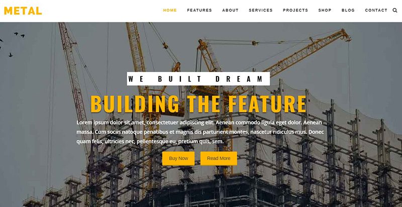 Metal themes wordpress creer site internet entreprise construction business