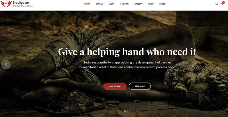 Navigator thèmes WordPress d'humanitaire pour créer un site web