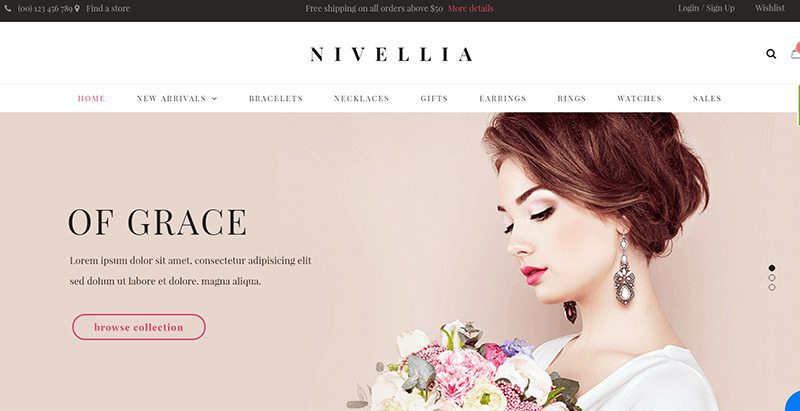 Nivellia themes wordpress creer site ecommerce vente bijoux