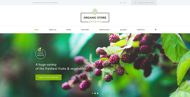 Organic store themes wordpress creer site web vente produits bio alimentation nutrition ferme