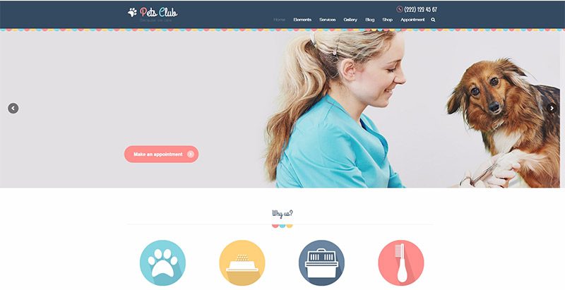 Pets club themes wordpress creer site web eleveur chien animaux veterinaire