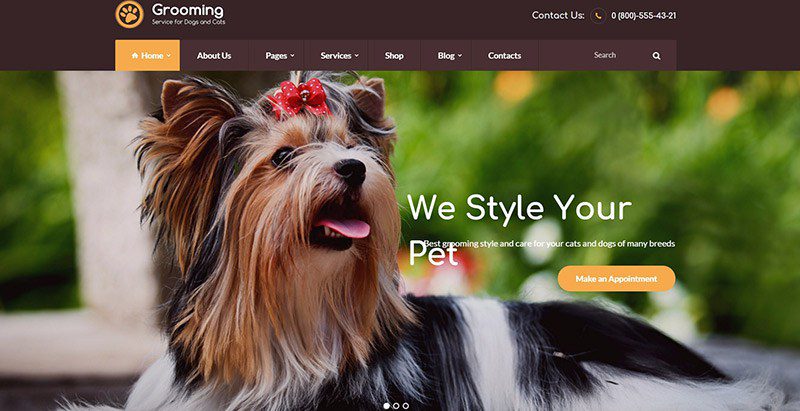 Pets grooming meilleurs thèmes WordPress de vétérinaires