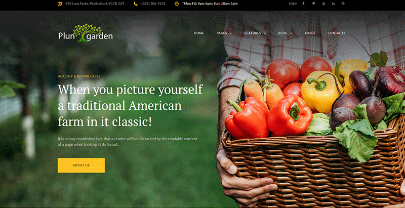 Plungarden meilleurs thèmes WordPress pour créer une boutique de produits bio