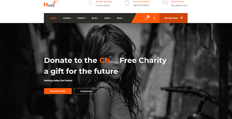 Huza themes wordpress creer site web charite nonprofit