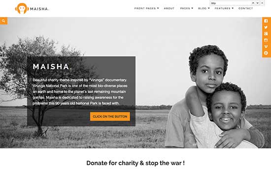 thèmes WordPress pour créer un site web d'ONG - Maisha 