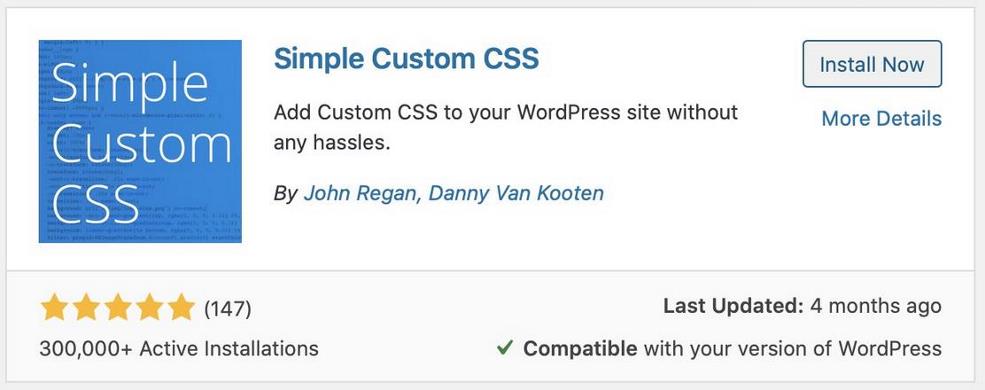 Plugin Simple Custom CSS 