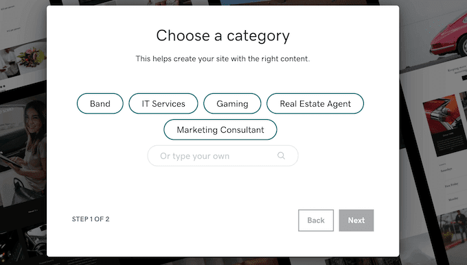 godaddy choose category