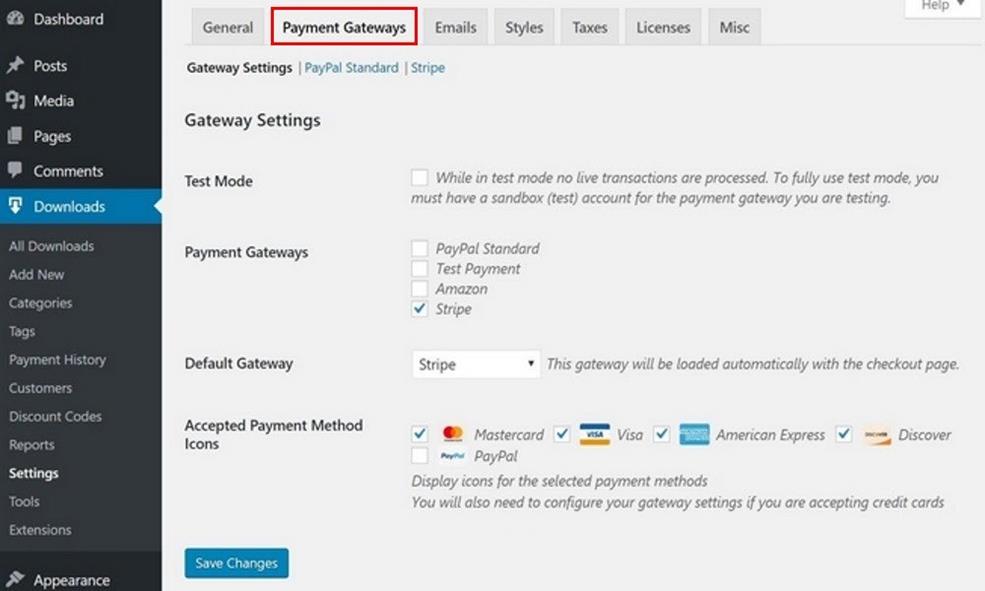 easy digital downloads payment gateways