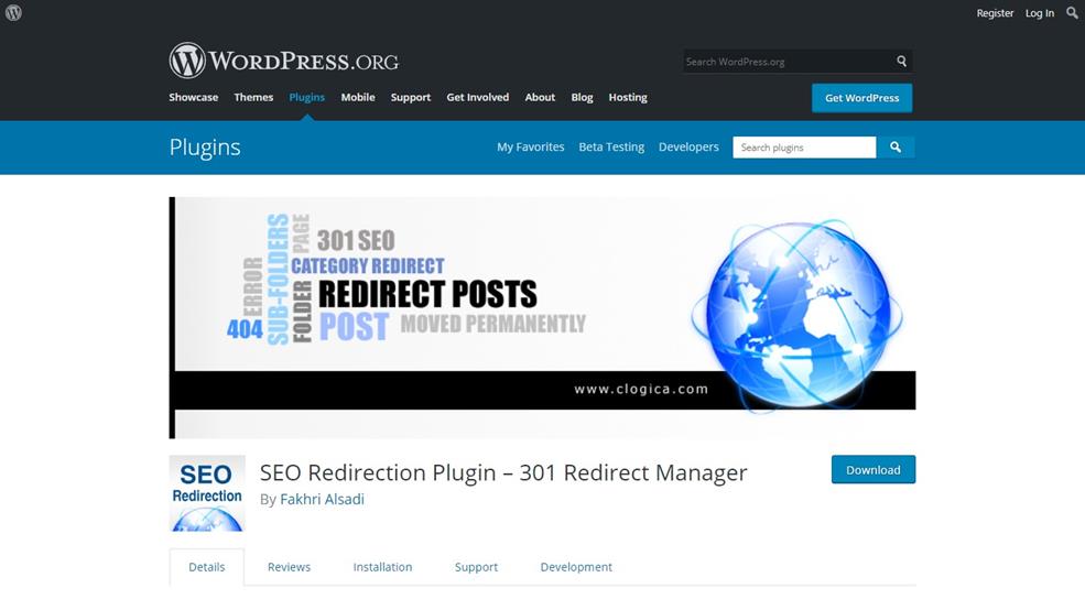 seo redirection plugin download page