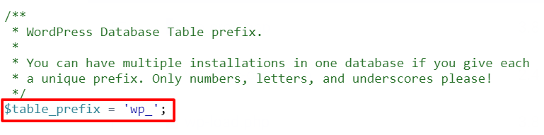 table prefix example