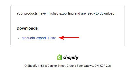 download shopify exported products