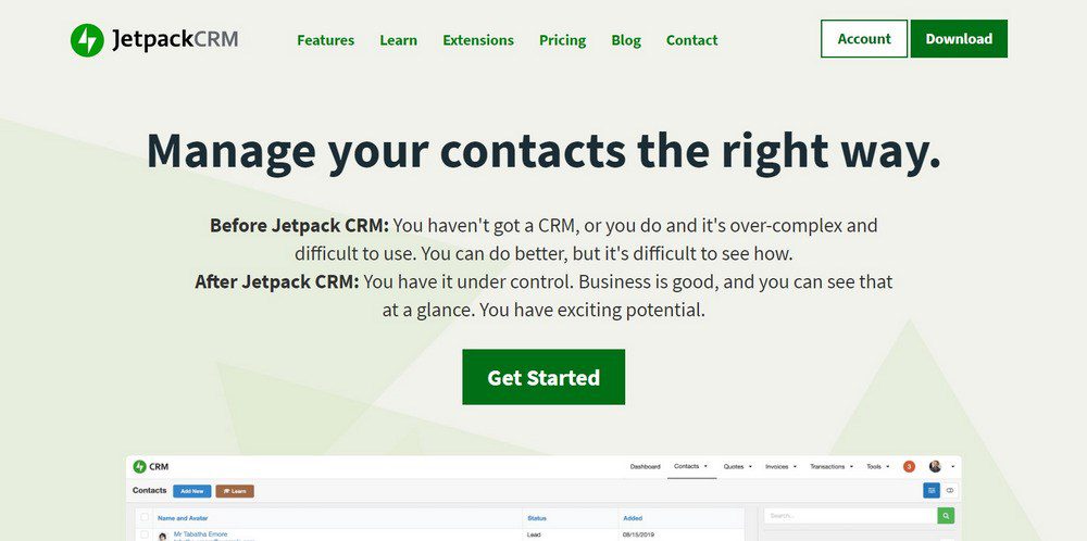 jetpack crm homepage