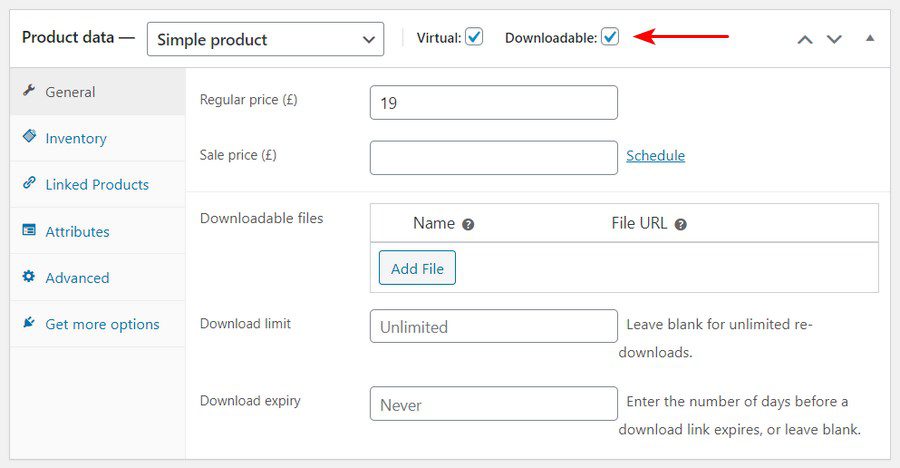 woocommerce downloadable product setting