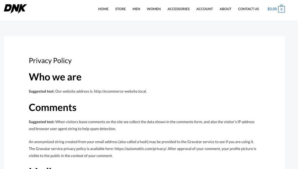 add privacy policy to your website