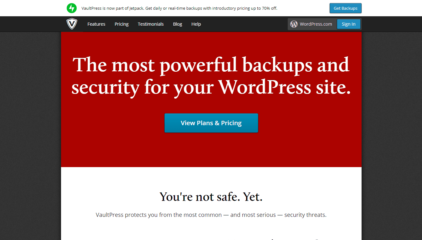 vault press homepage screenshot