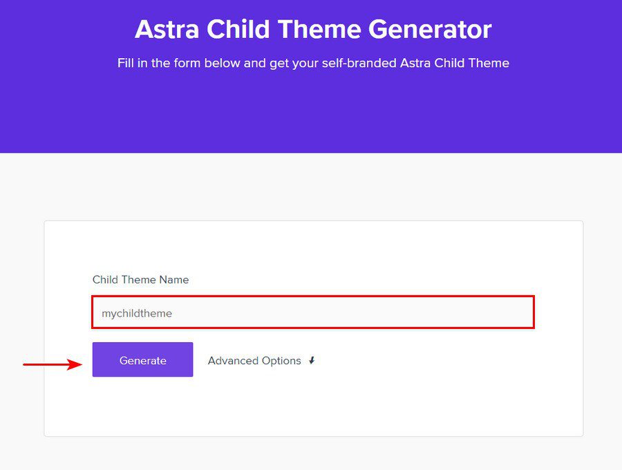 astra child theme generator