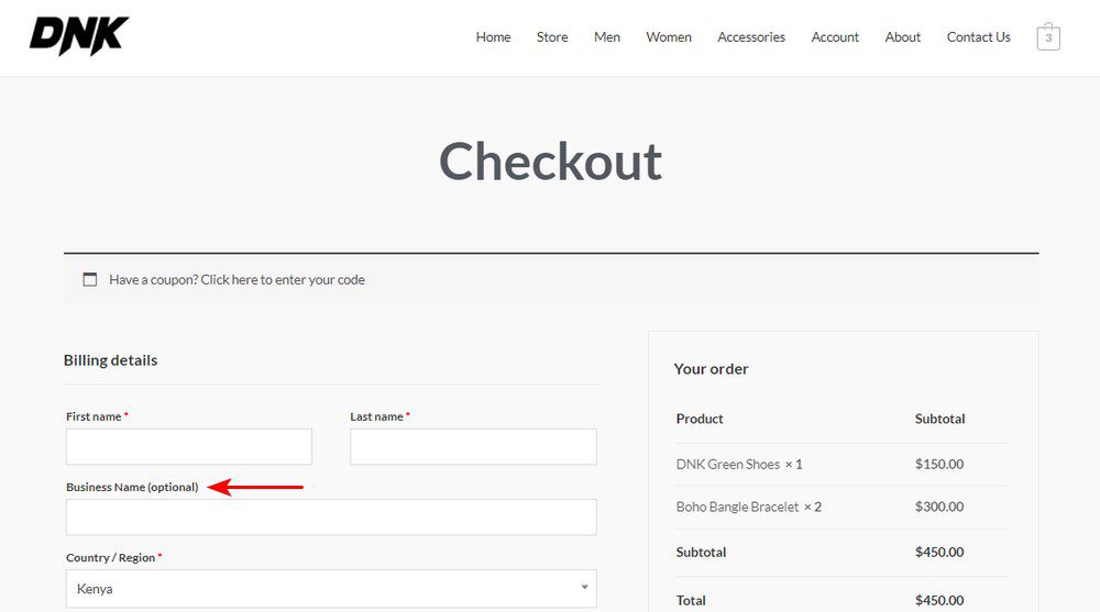 change lable of checkout page field