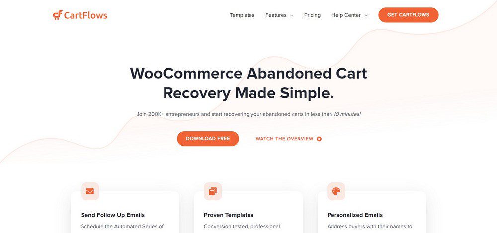 free woocommerce abandoned cart recovery plugin by cartflows