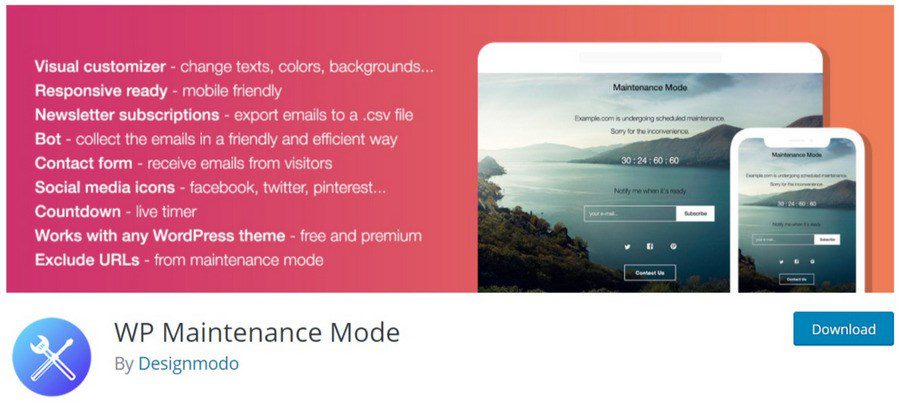 wp maintenance mode wordpress plugin