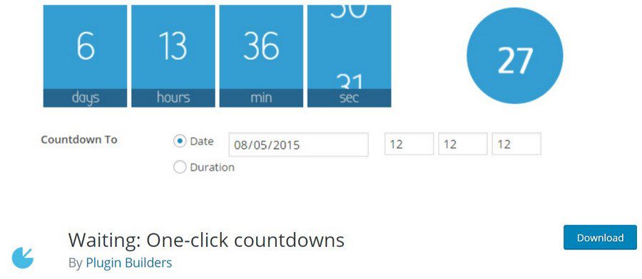 waiting one click countdowns wordpress plugin