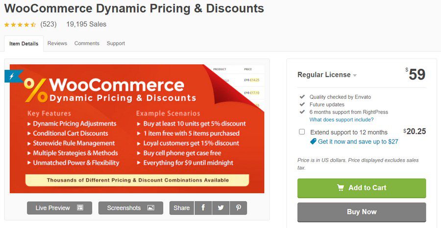 woocommerce dynamic pricing discounts codecanyon