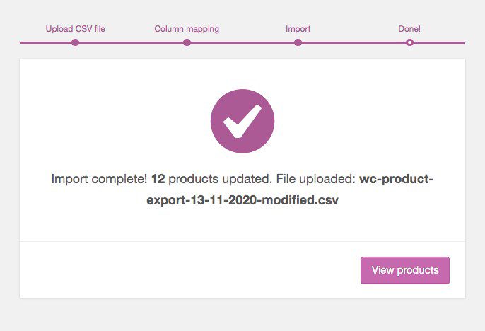 woocommerce update existing product using importing