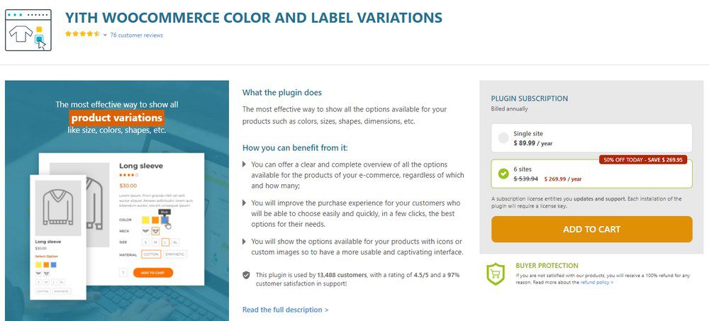 yith woocommerce color and label variations plugin