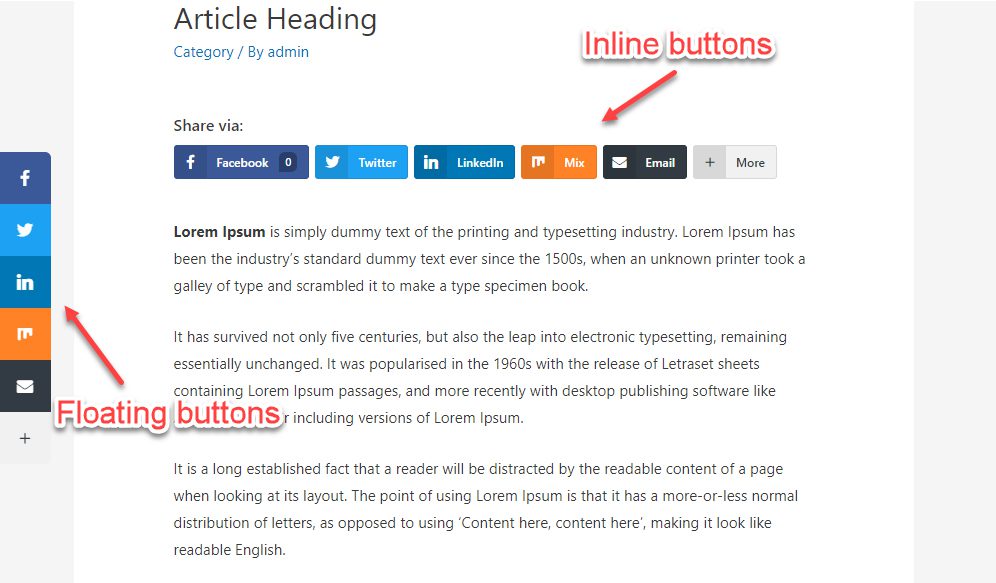 best social media plugin inline float share buttons example
