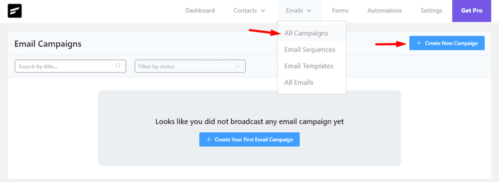 create new email campaign using fluentcrm